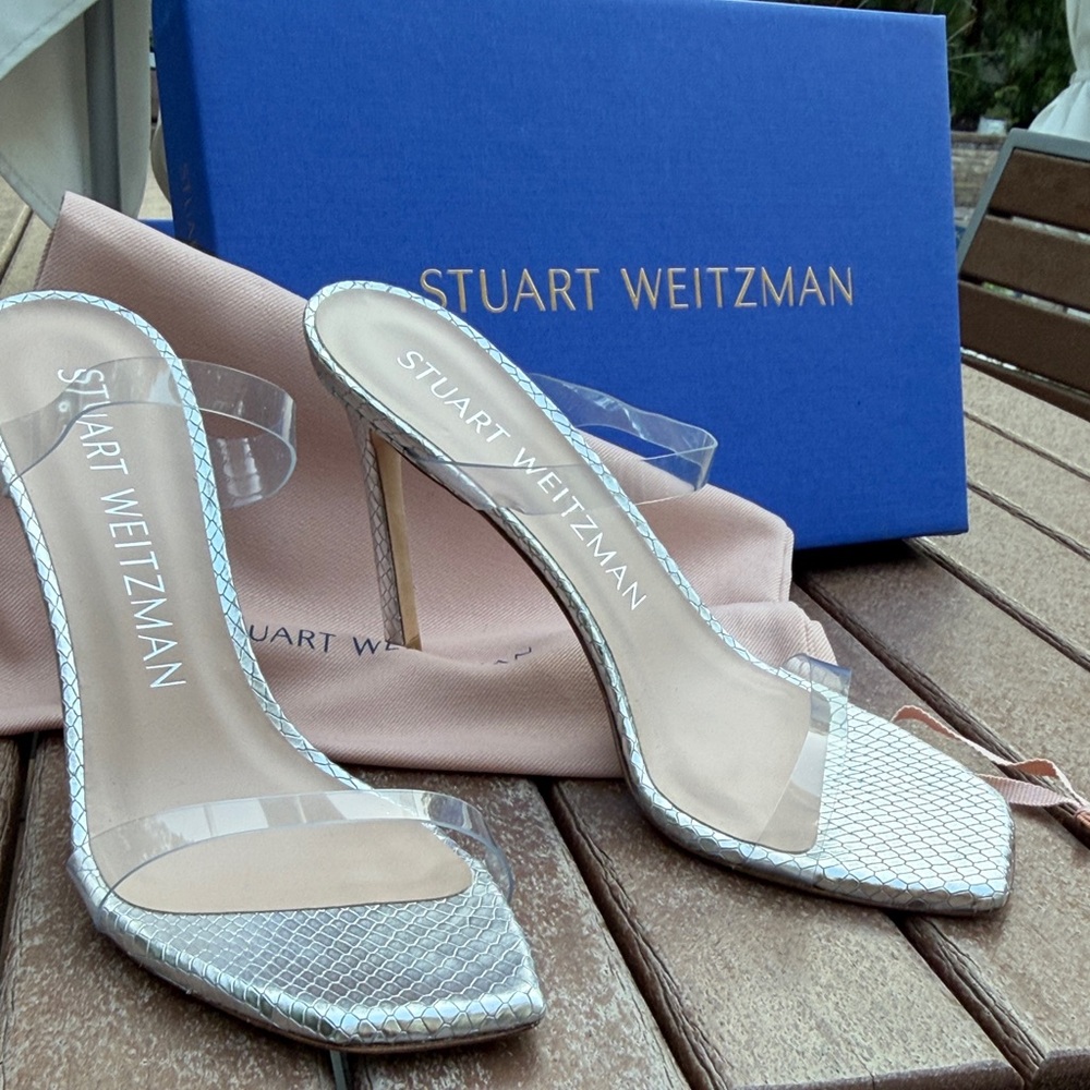 Stuart Weitzman Metallic Silver Heels
